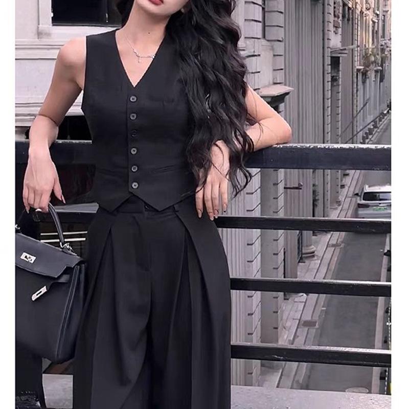 Black Xiaoxiangfeng suit vest vest women s summer thin high-end foreign style fashionable small vest sleeveless top S