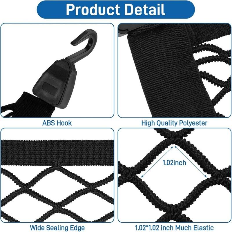 Adjustable Large Elastic Car Boot Net Nylon Mesh Organizer For Car Boot Vehicle Camper Van SUV 100x80cm With 4 Hooks 4 Straps