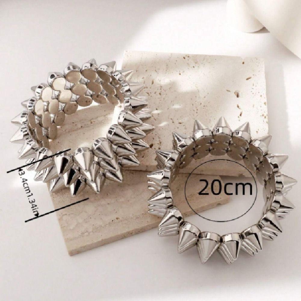 Wide Band  Stud Spiked Y2K Punk Bracelet Wide Band Goth Accessories Chunky Bracelet Cool Jewelry Bracelet Women Fashion