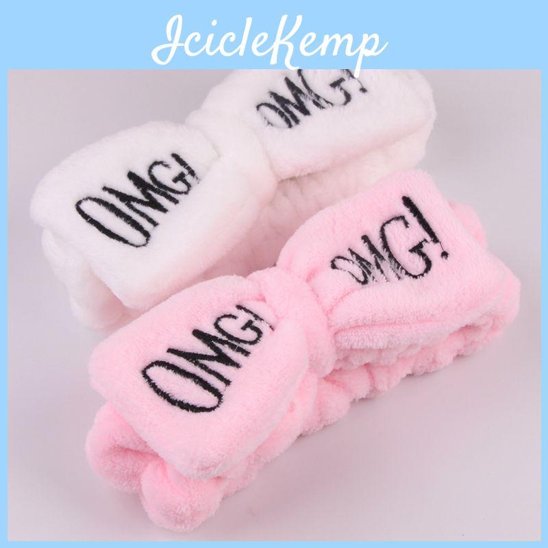 Eye-catching Candy Color Omg Letters Bow Headband Coral Fleece For All-day Comfort