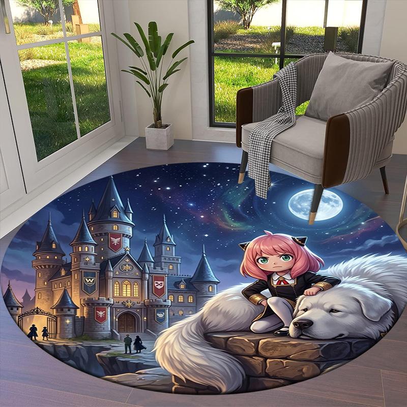 Spy Family Round Area Rug Carpet Rug For Living Room Bedroom Sofa Playroom Decor Nonslip Floor Mat