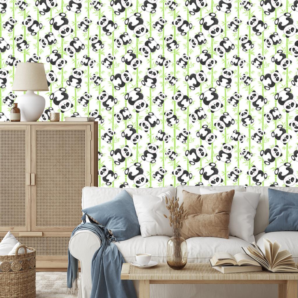 Smiling Panda Bears Wallpaper for Living Room and Bedroom 50x1000