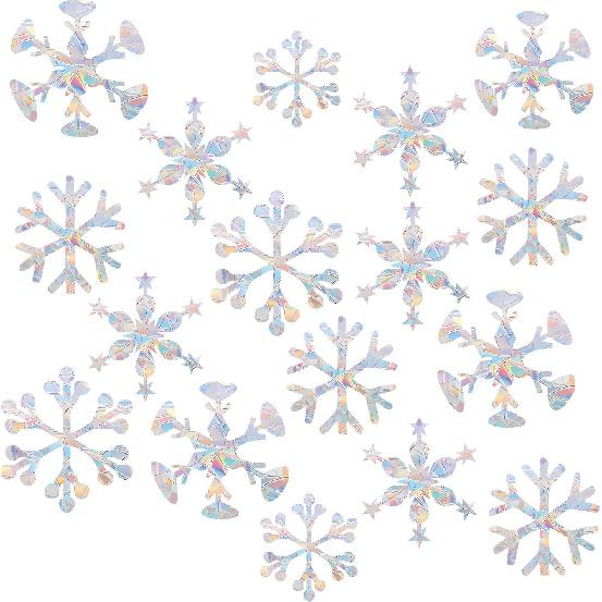 75PCS Starry Sky Window Clings Anti Collision Window Decals to Save Birds from Collisions Non Adhesive Prismatic Vinyl Rainbow Stickers Snowflake