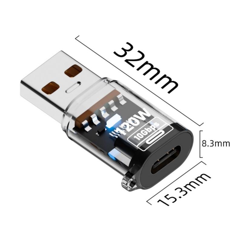 Multifunction High Speed USB to Type C Converter 120W Power Delivery 10Gbps File Transfer with Earphone Compatibilities