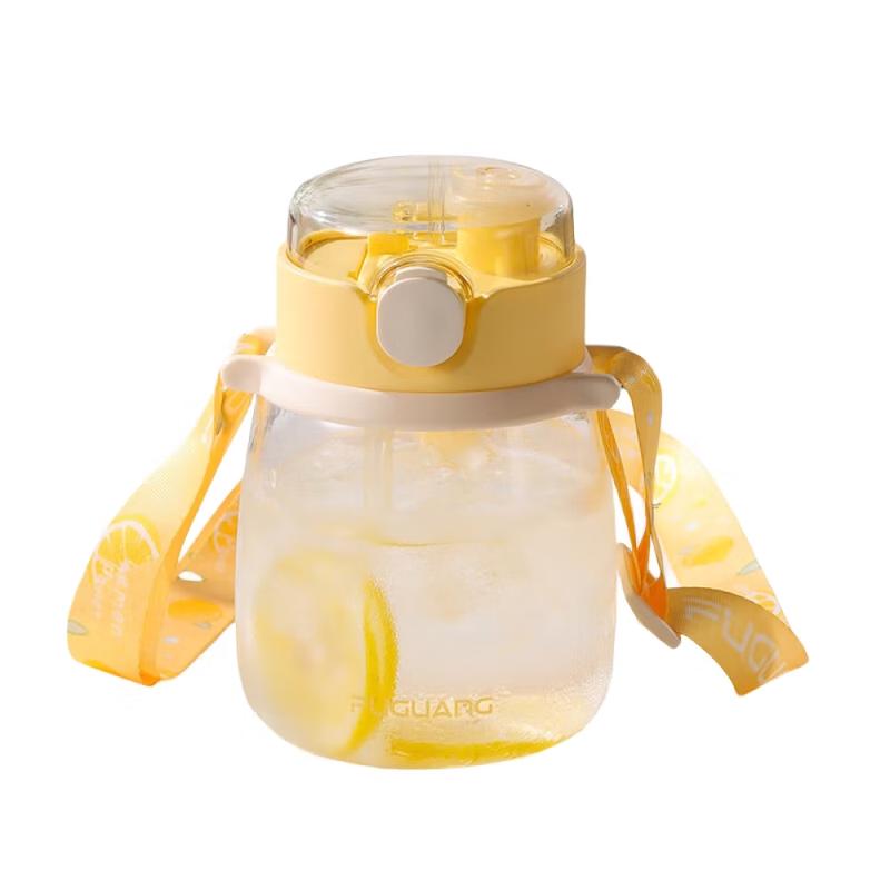 FUGUANG Dual-Drink Glass Water Bottle with Straw