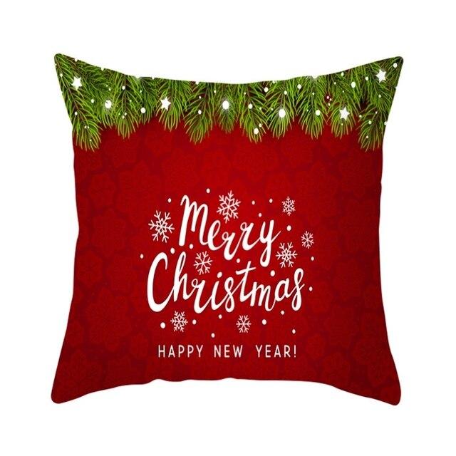 Santa Claus Christmas Ornament Print Pattern Cushion Cover Home Living Room Sofa Decoration Square Polyester Pillow Pillow Cover