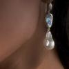 Elegant Pearl Drop Earrings With Geometric Alloy Design Perfect For Fashionistas