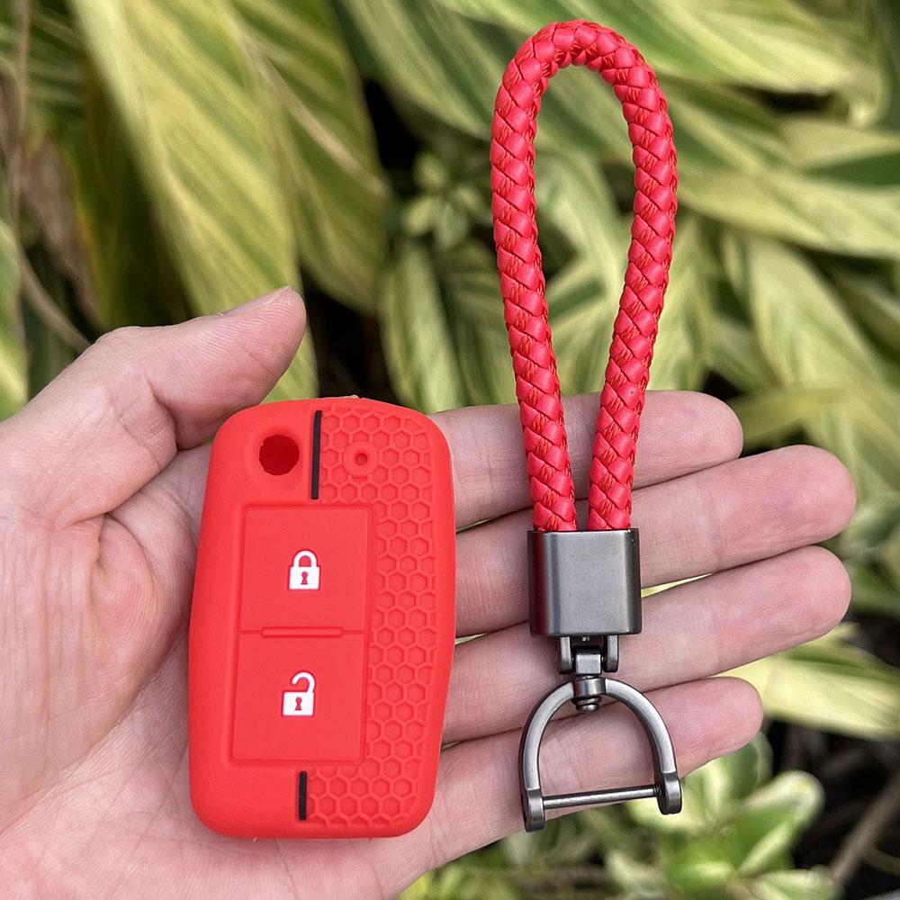 Silicone Car Fob Key Case Protector Keychain for Mitsubishi Lancer 10 Outlander 3 Pajero Sport 2buttons Folding Remote Cover Set