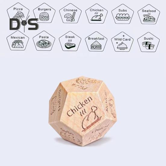 12 Sides Food Decision Dice Wooden Couple Date Night Ideas Dice Portable Dinner Takeaway Decider Dice Adults Girlfriend Boyfriend Date Night Props