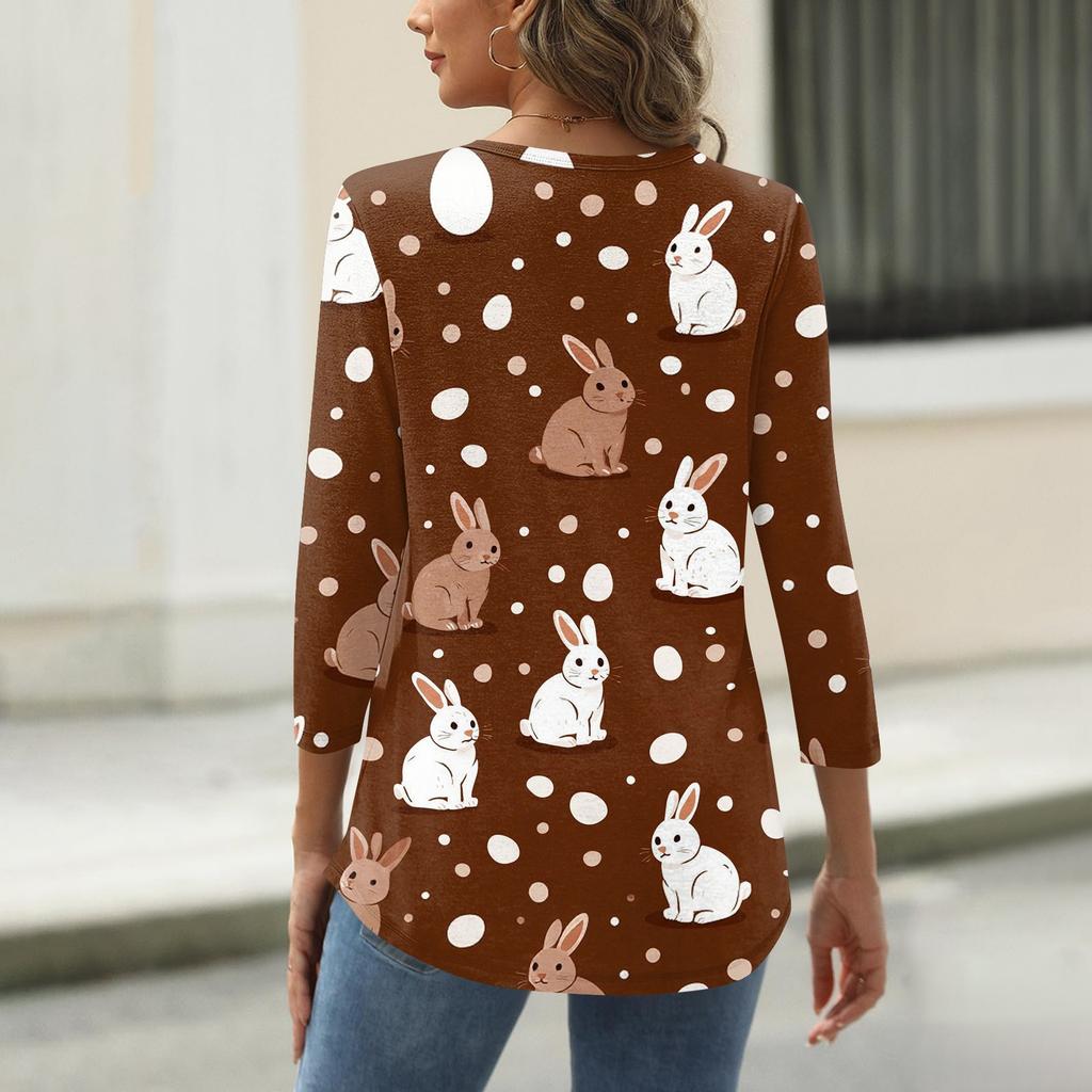 Women's T Shirt Christmas Print 3/4 Sleeve Daily Weekend Fashion Basic Round Neck Regular Top
