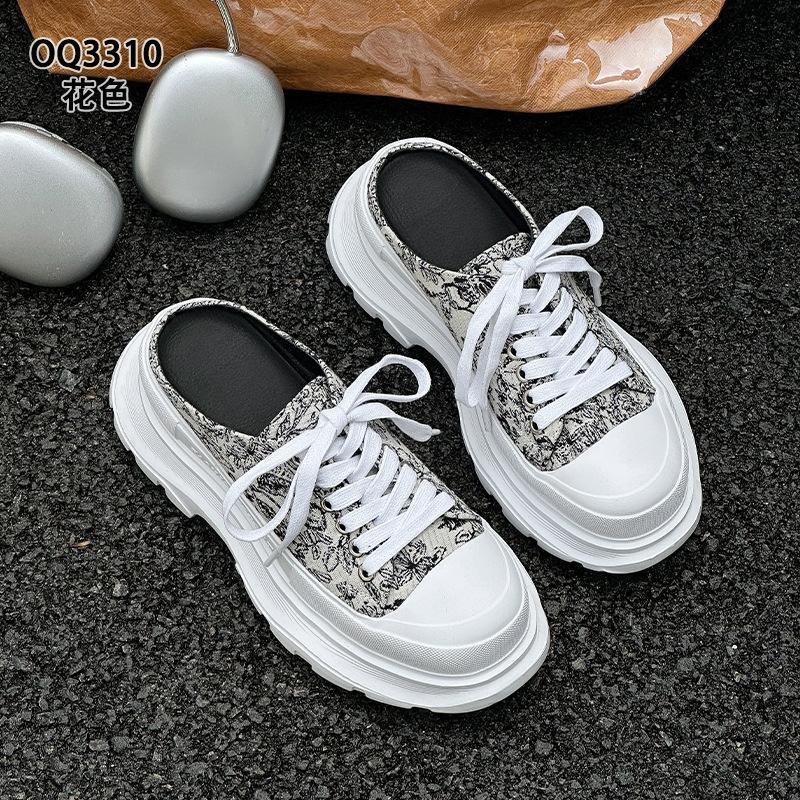 Canvas halfpantoffels met dikke zool, zomer nieuwe nationale stijl borduurwerk, super populair, kleine casual luie slipper