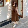 2023 Autumn/Winter Black Corduroy Dress: Slimming, Elegant, Plus-Size, Trendy