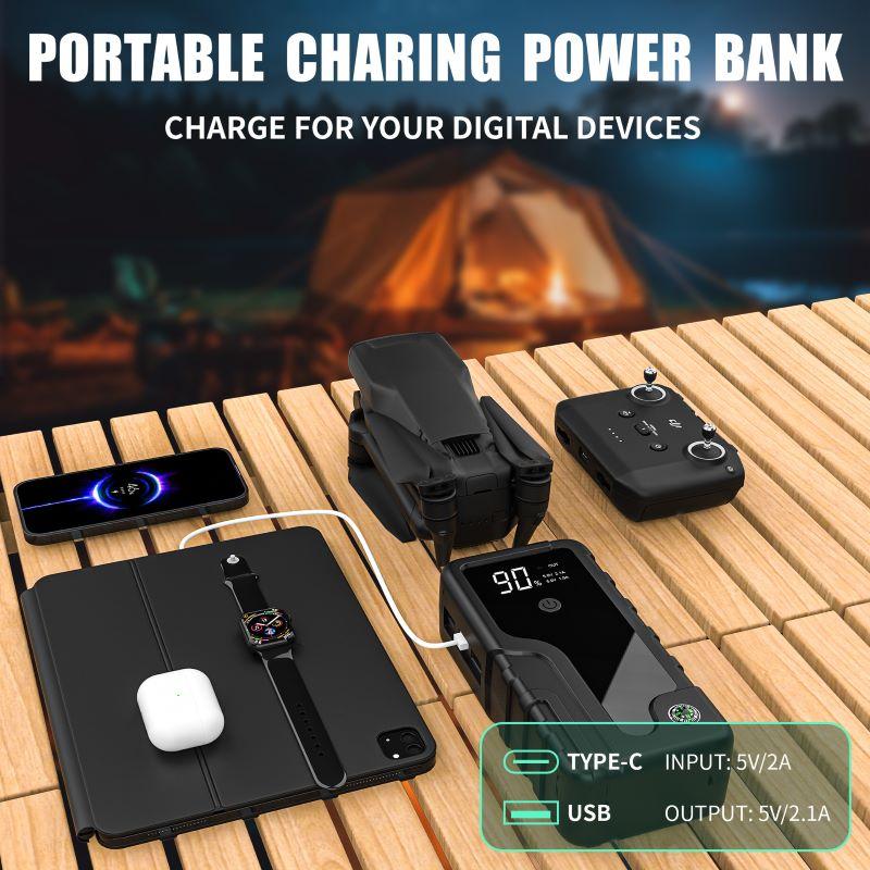 5000A Heavy Duty Jump Starter for Truck SUV Car, Air Compressor, QC3.0 Fast Charger, Booster Pack with LED Emergency Light.