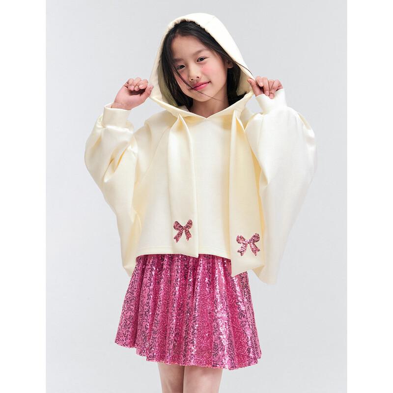 Girls  Sequin Hooded Batwing Sweatshirt 120