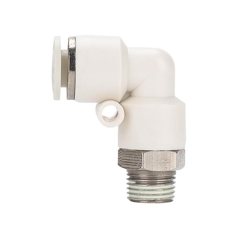 Premium White Male Thread Elbow PL8-02 Pneumatic Connector, 4-M5/6-01/10-03/12-04 Air Tube