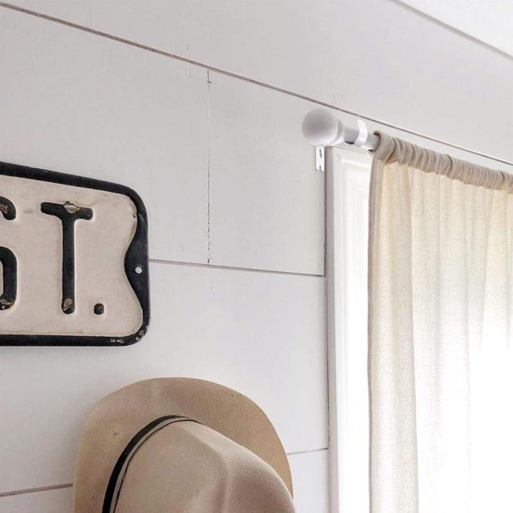 Frienda 4 Pcs Curtain Rod Support Brackets White Adjustable Curtain Rod Hangers for 1 Inch Diameter General Hardware Holders Wall Bracket Hanger