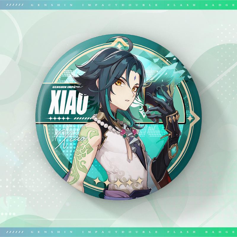 75MM Game Genshin Impact-3 Round Badge Anime Brooch Pin Cosplay Hu Tao Cartoon Figure Clothing Backpack Accessories Fans Gifts