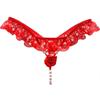 Sexy kvinner Blonderundertøy Dameundertøy Skrittløse truser Perler Perler G-strenger for kvinner Thongs Åpent skritt Sextruse Blomstert gjennomsiktig truser