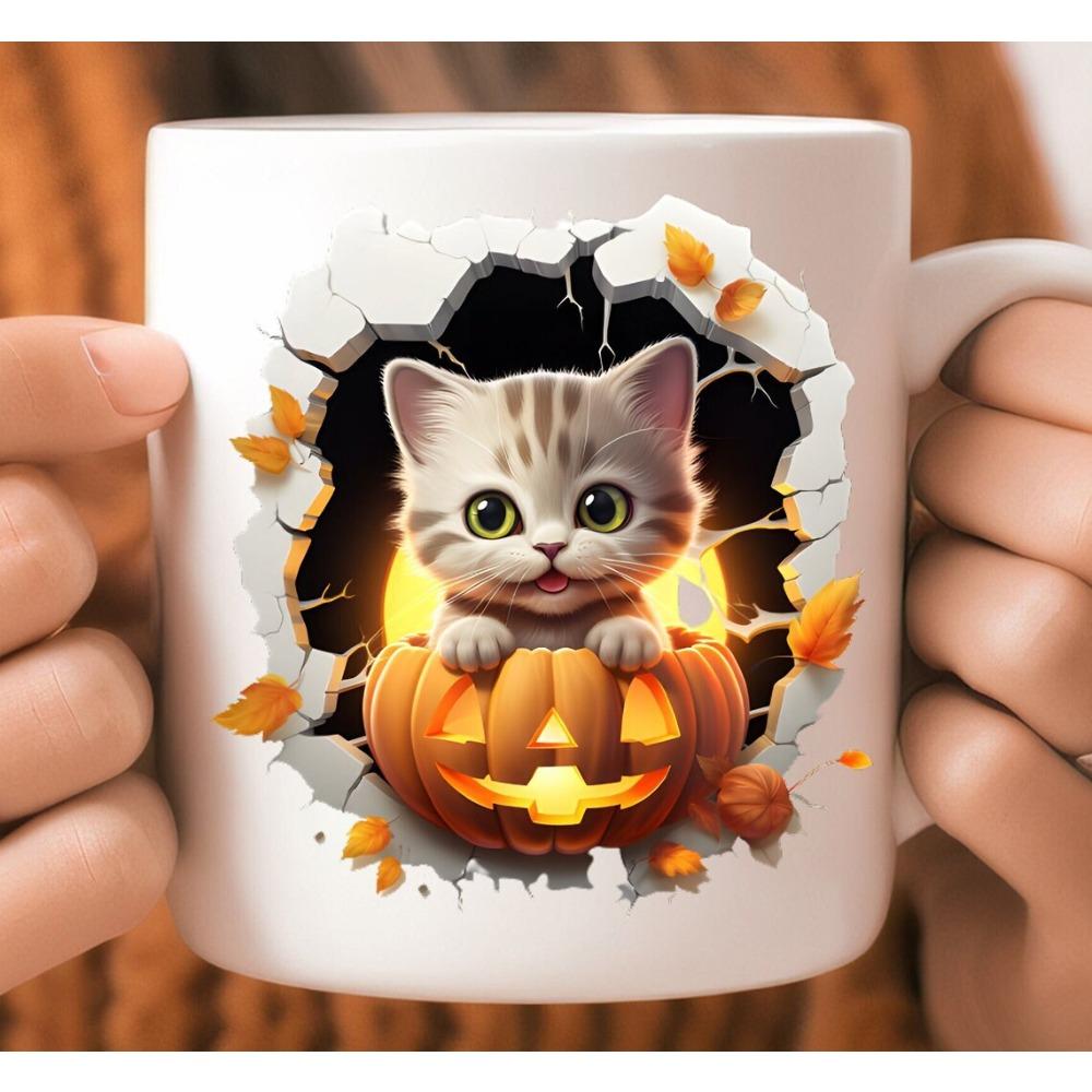 

Halloween jack-o-lantern ceramic coffee mug cute witch water cup 301-400ml