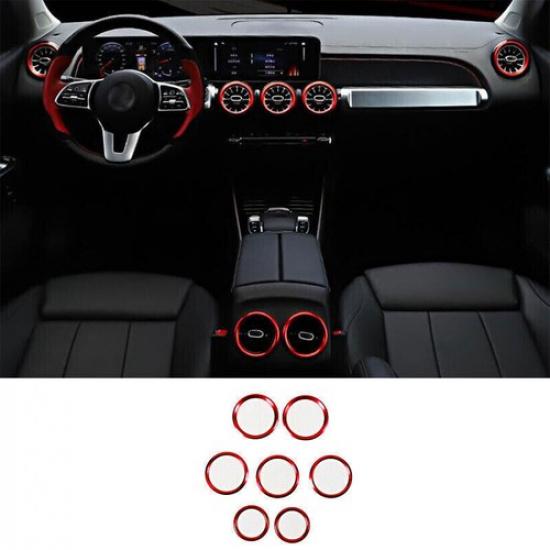 For Benz GLB - Aluminum Red Central Console Air Outlet Vent Trim 7PCS