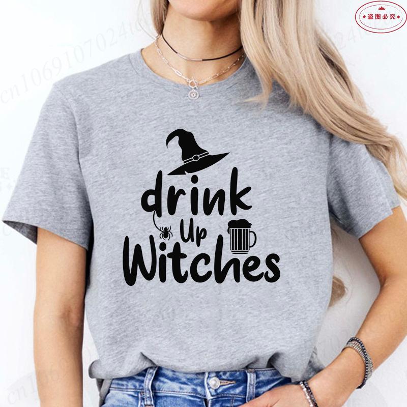 

Funny Halloween Womens Tshirts Drink Up Witches Shirt Oneck Short Sleeve Tees Women Tshirts Fashion Casual Tees Clothing 4XL