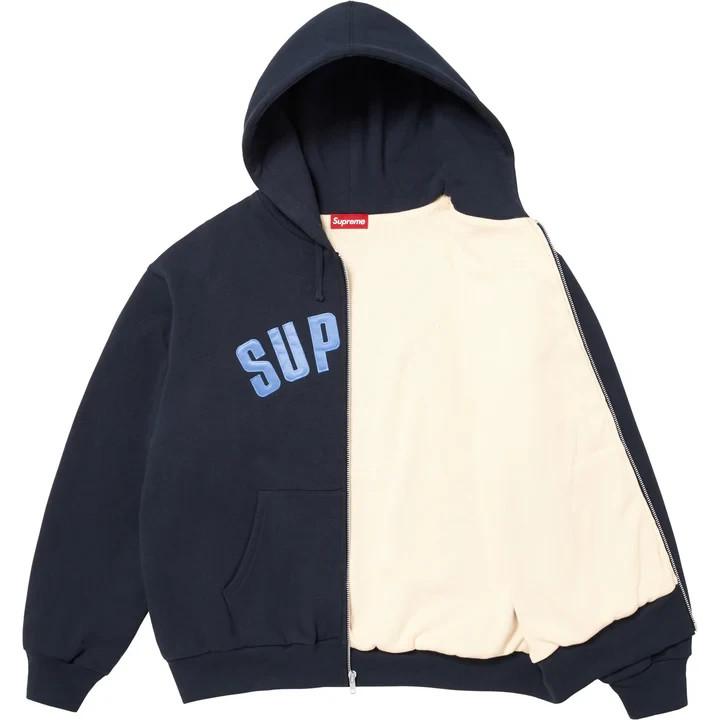 Supreme Arc Thermal Lined Zip Up Hooded Sweatshirt Navy