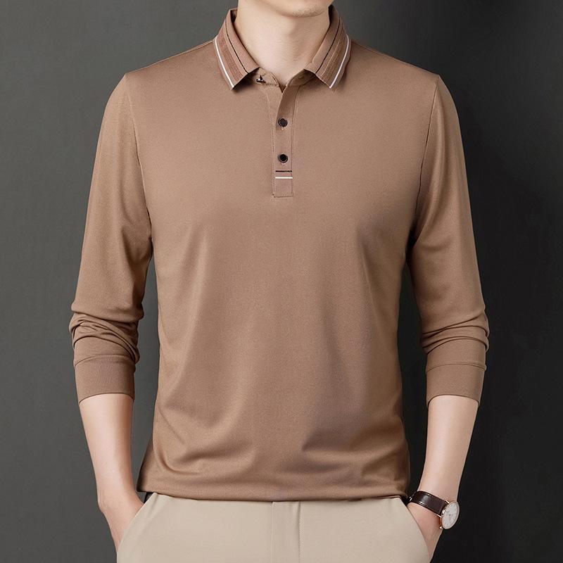 Autumn New Long-T-Shirt Men's Lapel Polo Shirt Youth Business Slim Fit