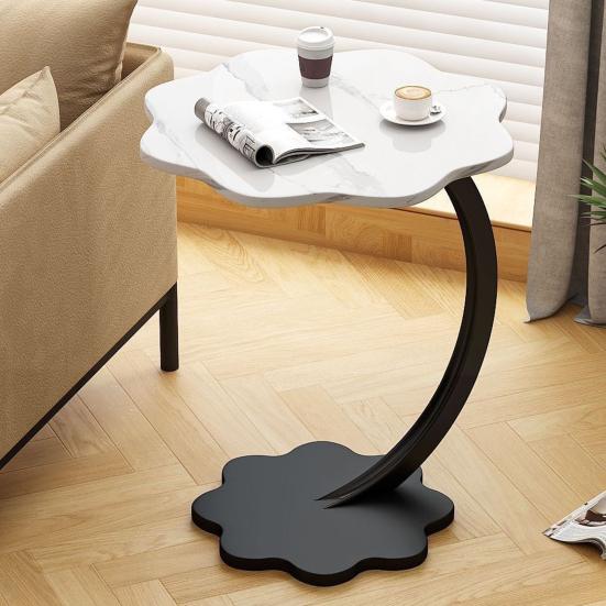 C-shaped Side Table with Flower Shape Tabletop Office Living Room Bedroom 45659