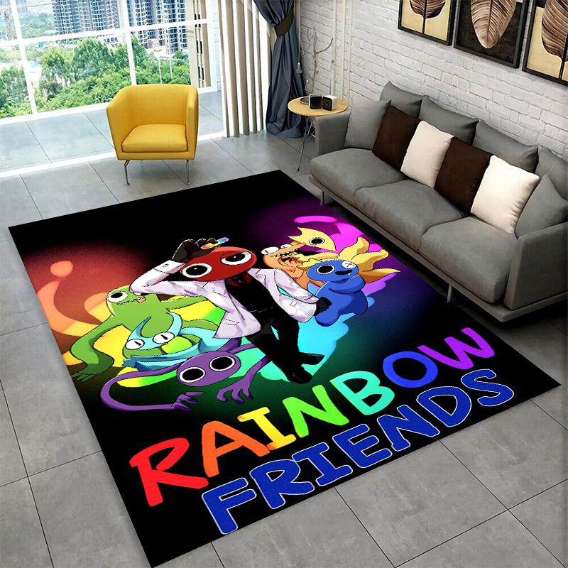 Tappeto Tappeto Gioco Cartone Animato 3D R-Rainbows Friends per Camera da Letto Soggiorno Divano Sala Giochi Zerbino Decorazione Casa, Tappeto Area Bambini Antiscivolo