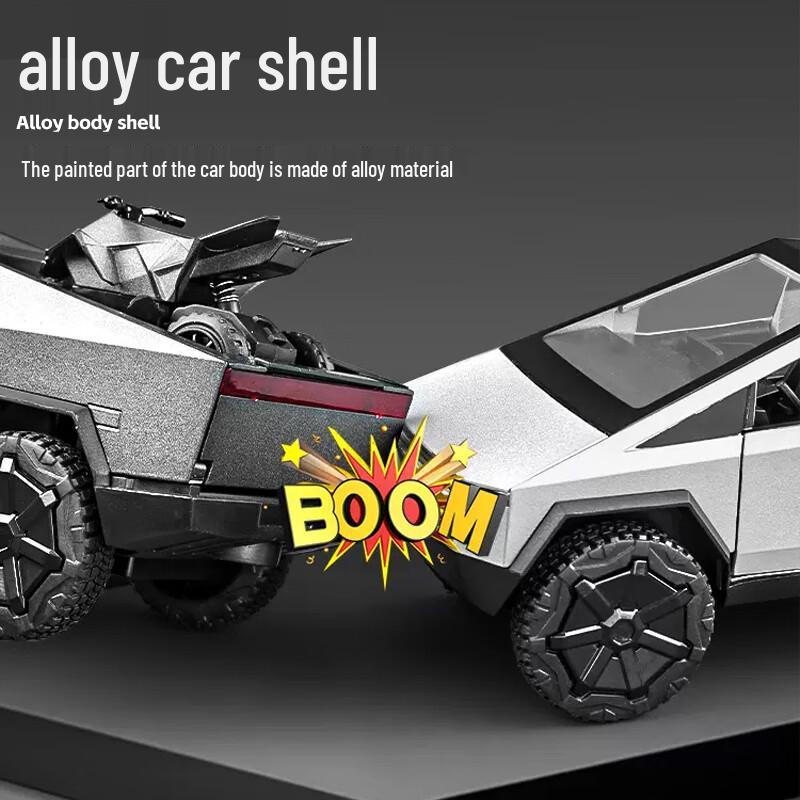 Cyber Pickup Truck with RV Trailer Die-cast Model