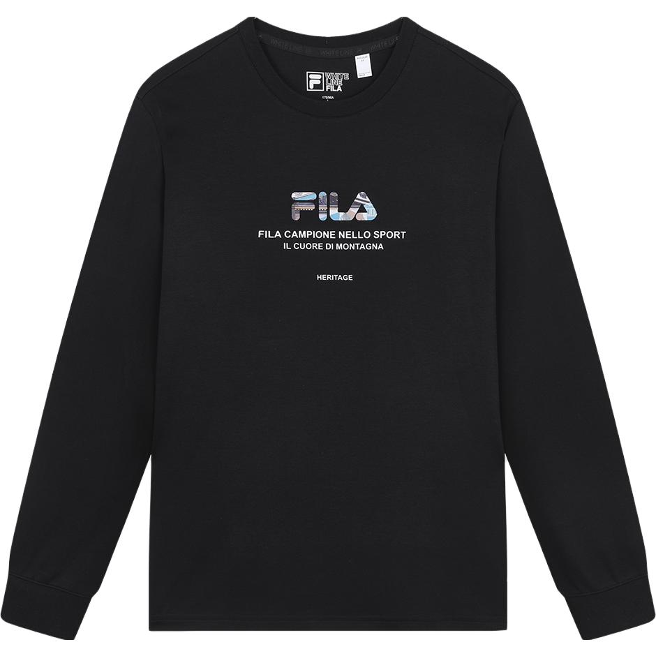 FILA Fashionable Sports Casual Letter Pattern Breathable Simple Round Neck T-Shirt Men Tops Black F11M338204FBK