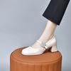 Round head high heels women's spring new one-word strap Mary Jane shoes square buckle rhinestone thick heel fashion shoes