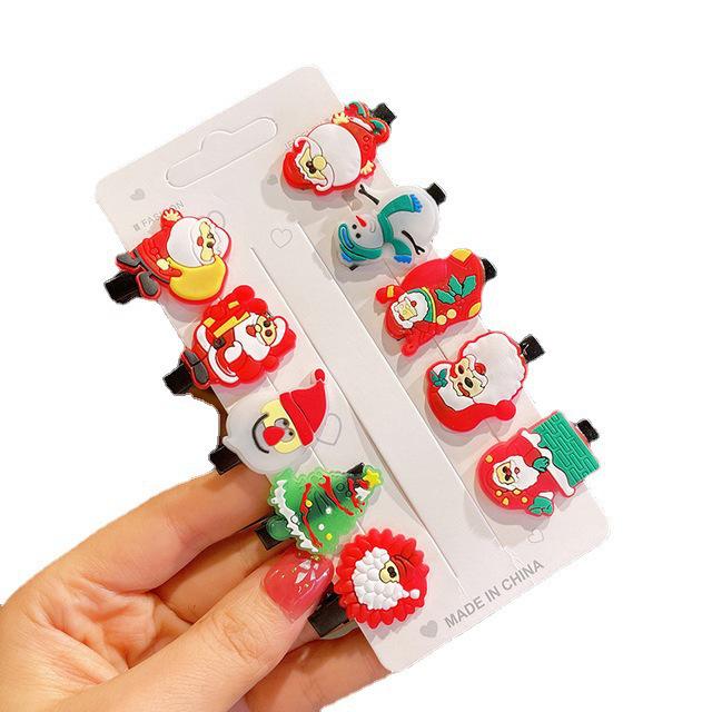 Christmas Pigtail Hair Clips for Kids - Cute Holiday Duckbill Hairpins for Girls