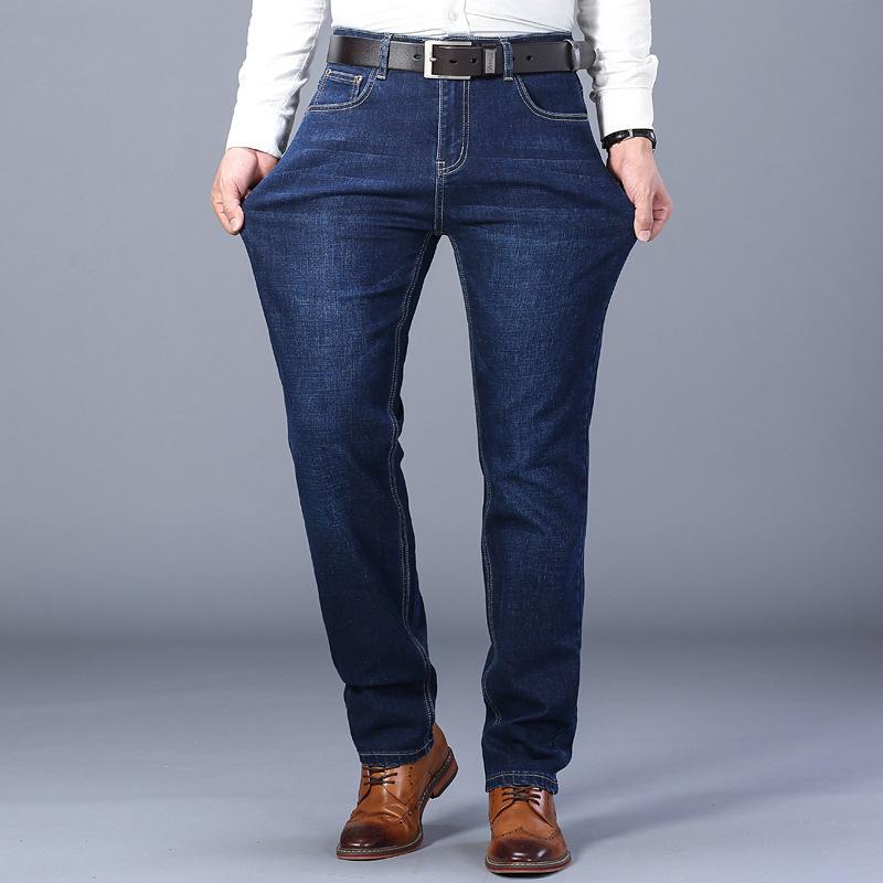 Mid-rise Stretch Business-casual Men's Relaxed-fit Straight-leg Jeans