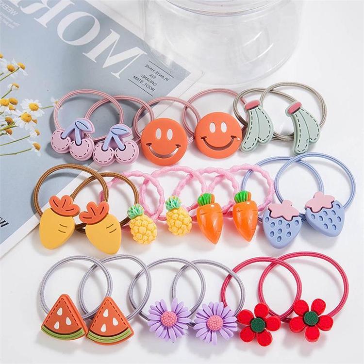 20 Stück pro Dose Ananasfrucht Niedliche Bonbonfarben Cartoon Elastisches Haarband für Kinder