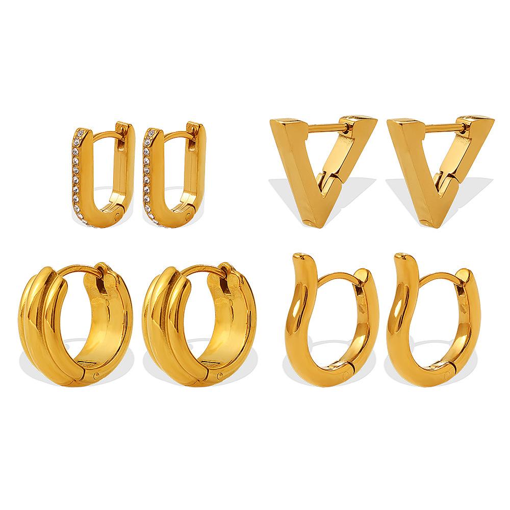 Fashion Vacation Geometric U-Triangle Earrings Gold Non-Fading Sun Style Commuter Earrings Women