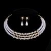 Bridal Pearl Full Diamond Necklace Necklace Diamond Imitation Pearl Bracelet Earrings Necklace Set Women