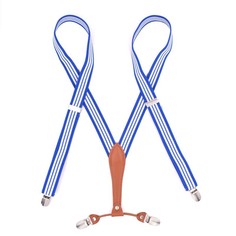 Leather Suspenders Man's Braces 4 Clips Adult Suspensorio Tirantes Hombre  Elastic strap 2.5*120cm