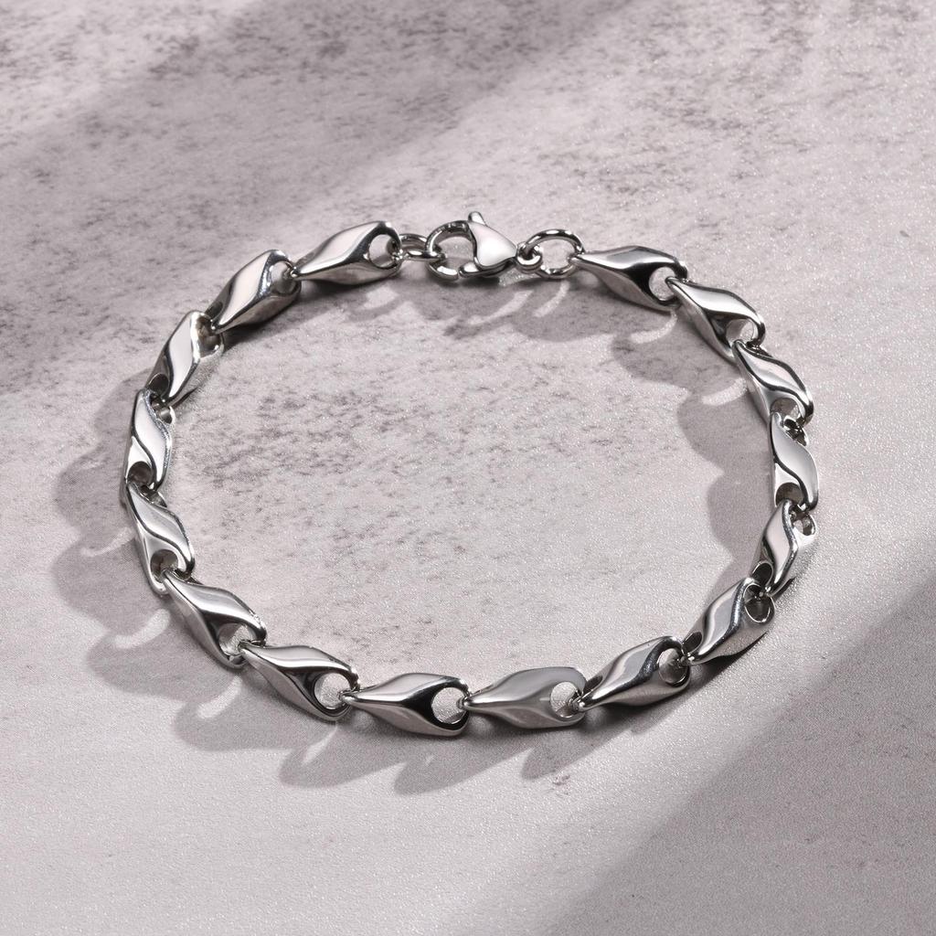 6,4 mm breite Gliederkettenarmbänder für Herren, Neue Mode Wasserdichte Edelstahlketten Armband Geschenk für Ihn Schmuck