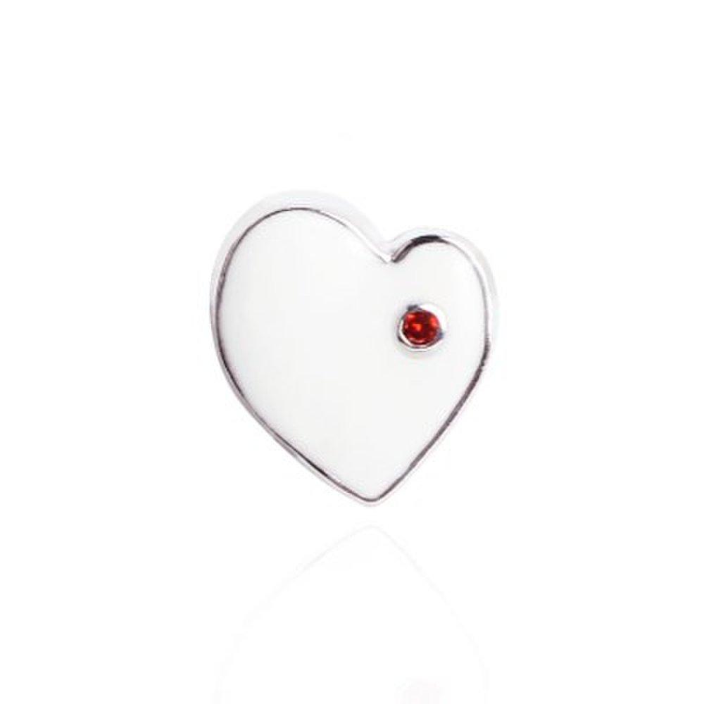 925 Sterling Silver Heart Charm Pendant_White
