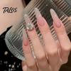 Unhas Postiças Gradiente Nude 10 Peças Press on Nails, Kit Completo Rosa Falso, Reutilizável Glitter Luxo Pedraria Cola para Nail Art com Pedrarias, Cobertura