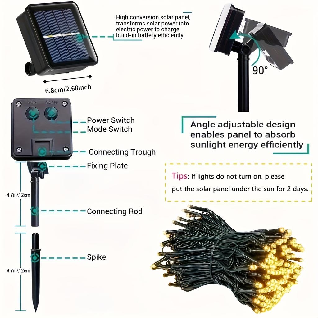 8 modes of solar outdoor string lights suitable for Christmas, Easter, Halloween, and parties,perfect for gardens, windows, and balconies