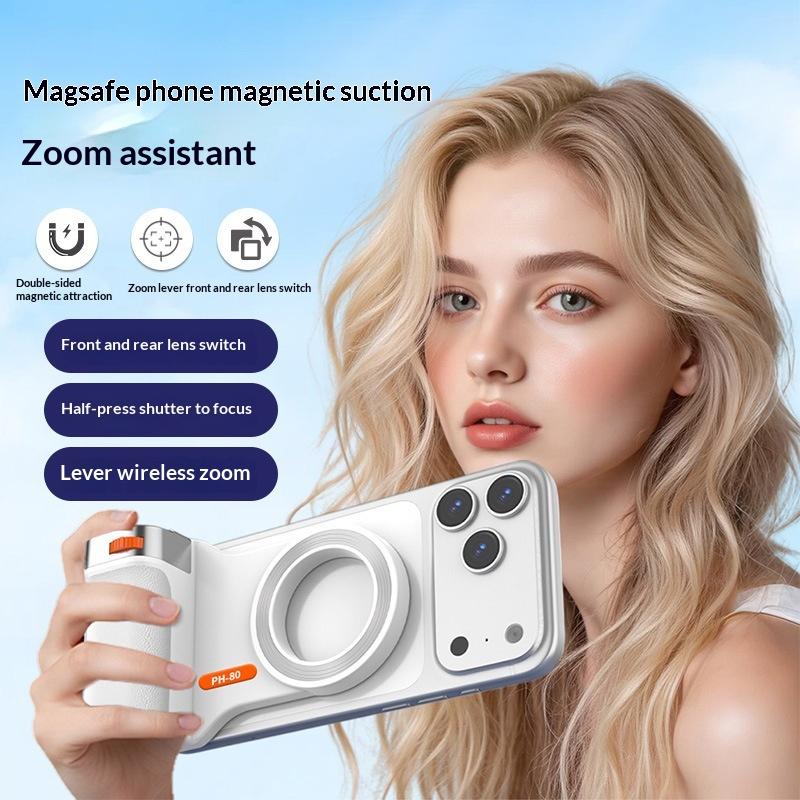 Ph-80 Magnetic Camera Grip With Remote Shutter Fill Light Remote Control Handle Universal For Phones