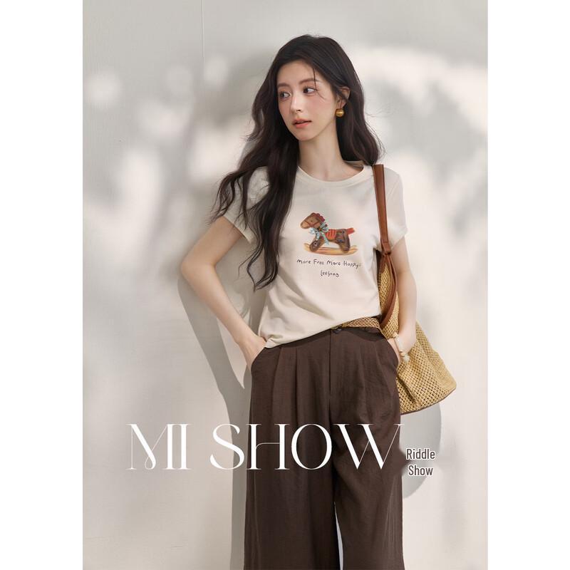 Mishow Cat Print Short Sleeve T-shirt L
