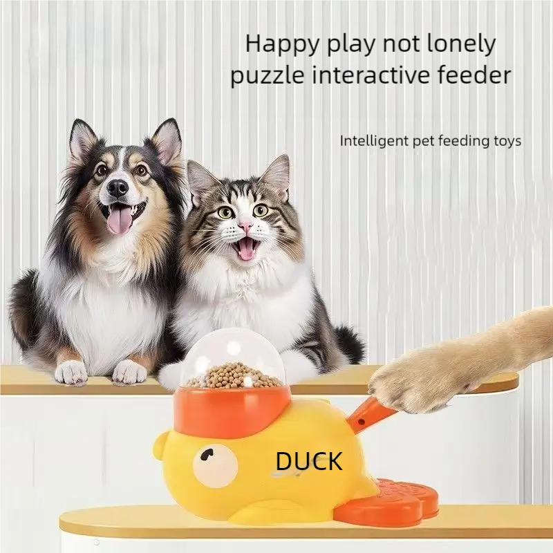 Interactive Dog Automatic Feeder Durable Cute Food Dispenser Training Dog Toy Duck Design Puzzle Slow Feeder Dog Supplies