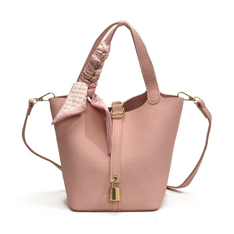 Popular Popular Fashion Lychee Pattern Temperament Advanced Sense Portable Bucket Bag Women's Leisure Commuting Niche Messenger Bag Bag