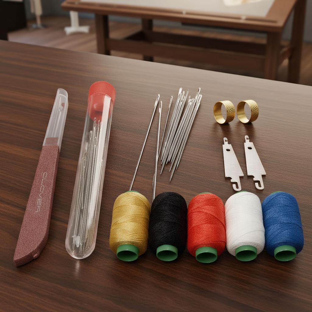 Großes Nadelset mit Öhr und Faden, Big Nose Stahlnadel-Set, Wiederverwendbares DIY Basis-Nähset für Bastel- und Nähproduktion