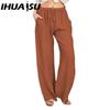 IHUASU 10Color Women's Fashion Casual Solid Color Print  Pants & Capris