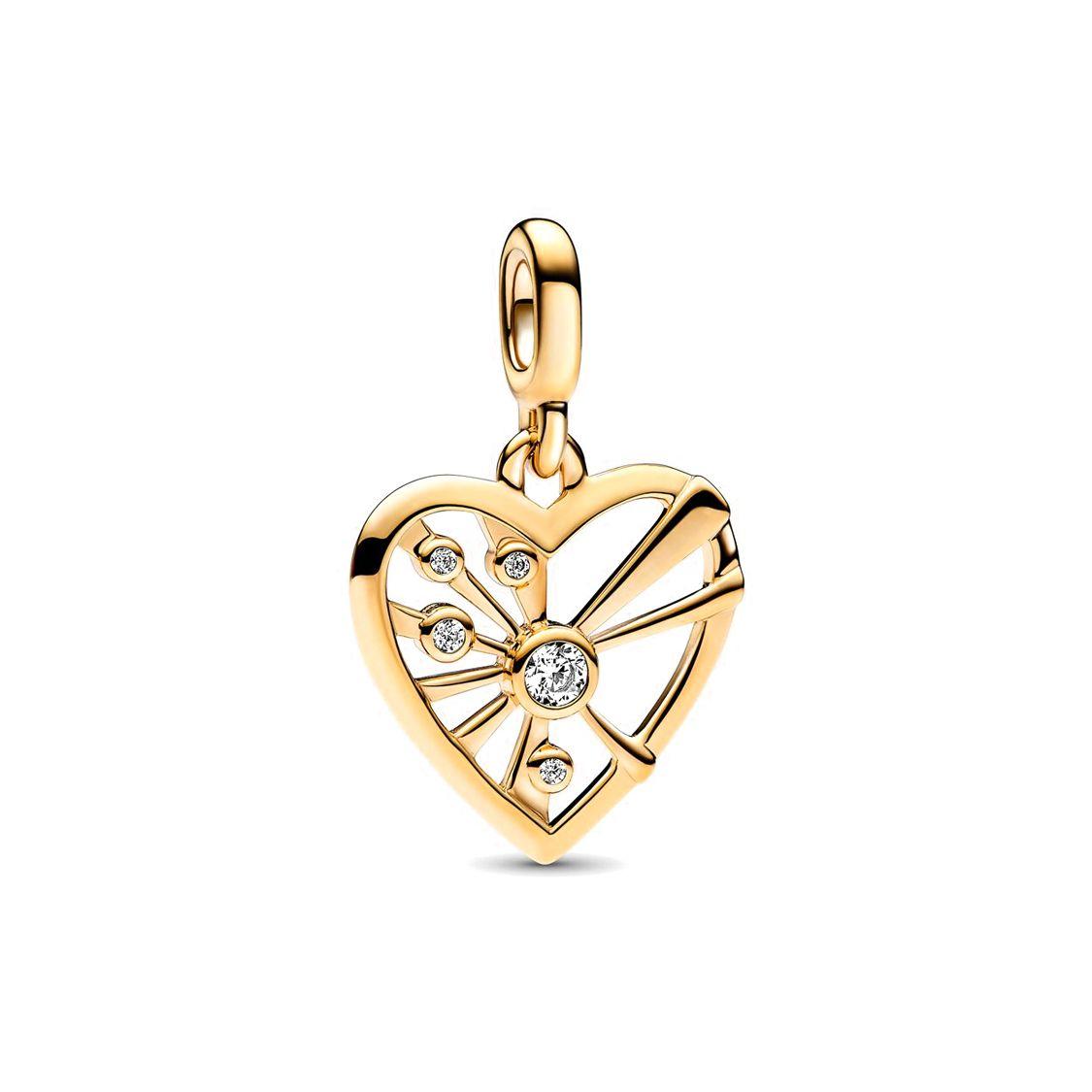 Pandora Heart And Radiance Medal 14K Gold Plated Cubic Zirconia Pendant Women pendant 762691C01 Gold