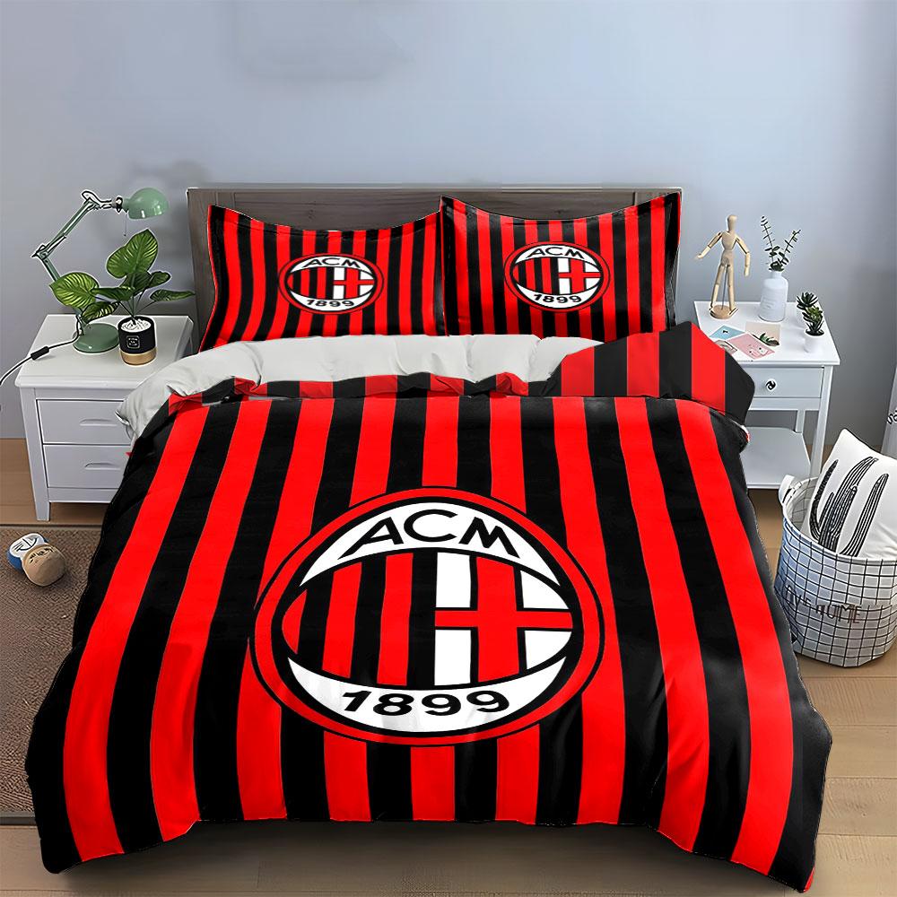 Red-black stripes, ACM logo. Bedding sets Duvet cover sets Duvet covers Pillowcases(1 * Duvet Cover 2 * Pillowcases without duvet insert)
